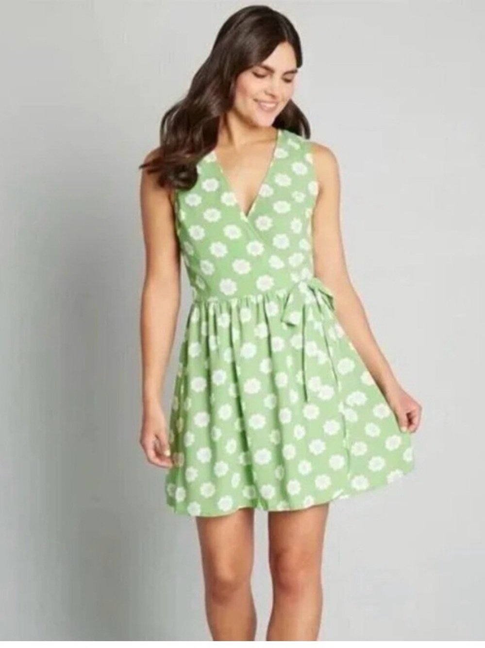 Modcloth Pose Without Saying Wrap Dress Green Floral 1X
